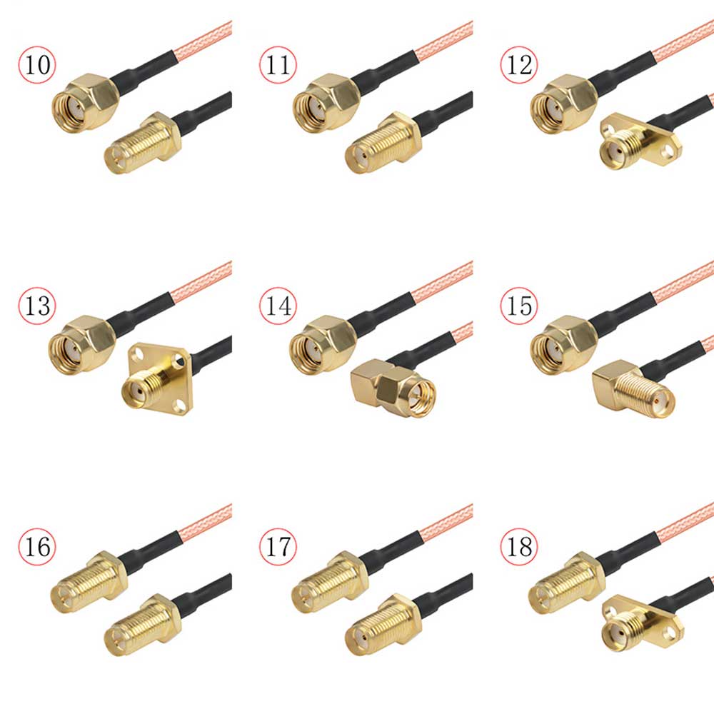 RG316射频转接线SMA转SMA公母头SMA母内针转SMA母二孔法兰信号连接线延长线