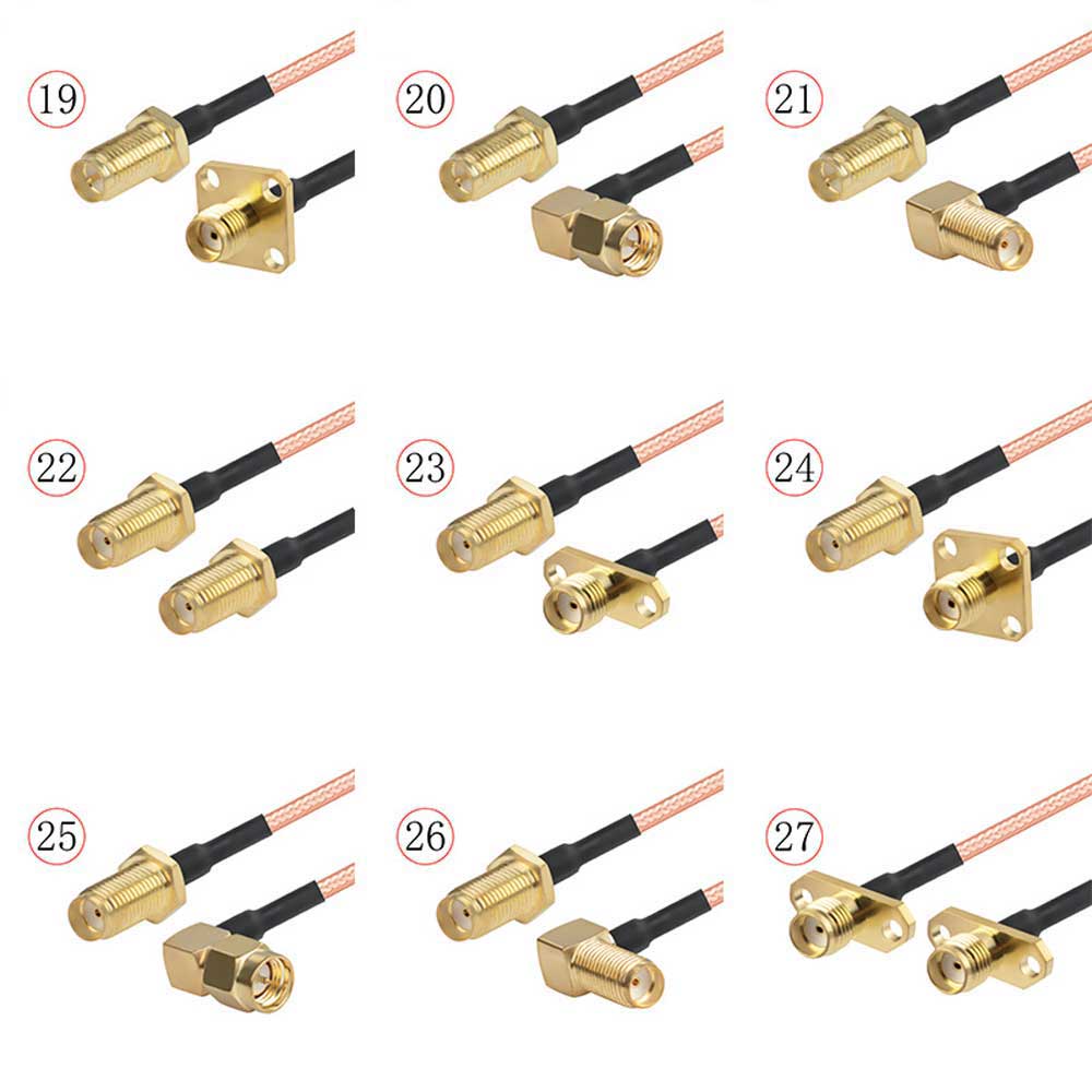 RG316射频转接线SMA转SMA公母头SMA母内针转SMA母二孔法兰信号连接线延长线