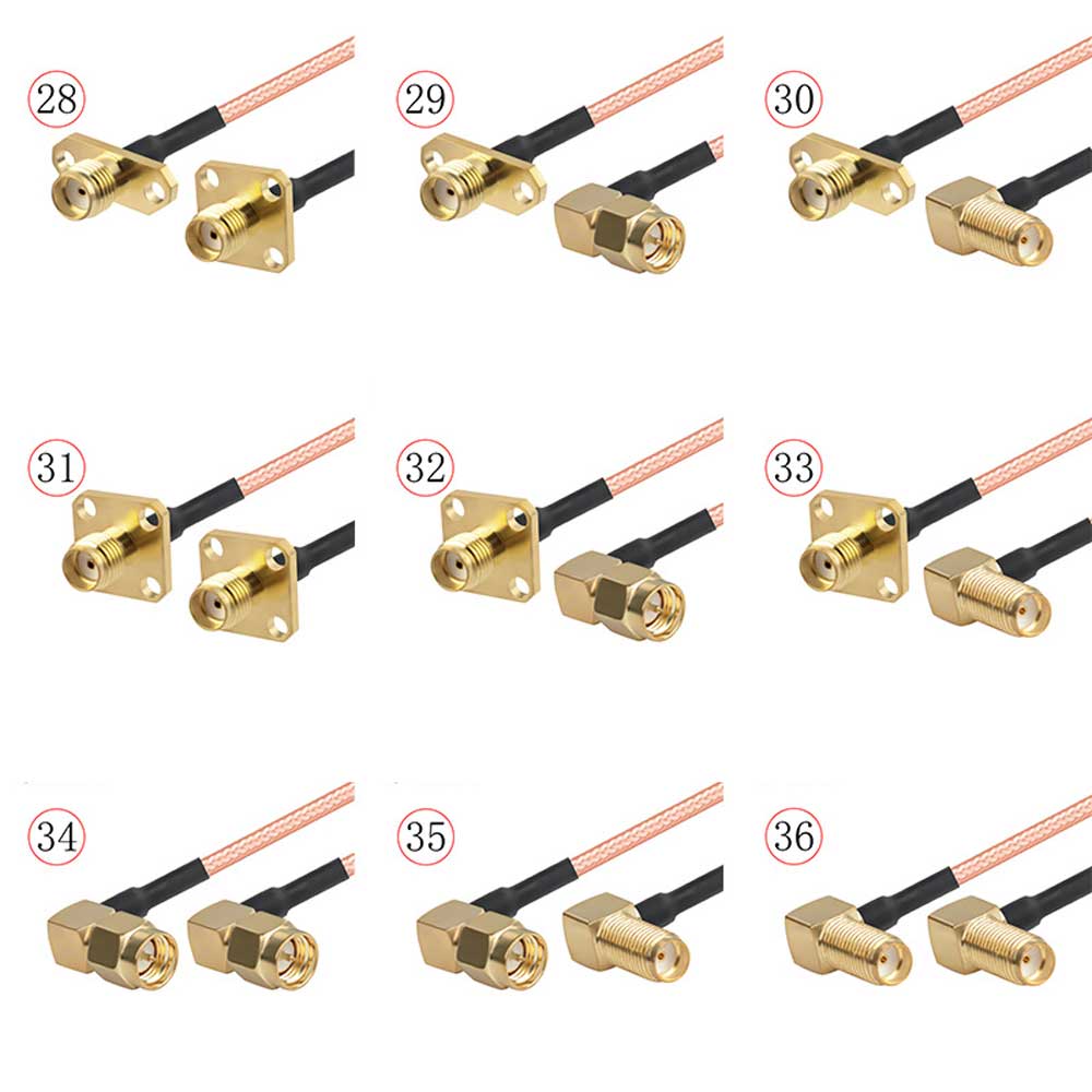 RG316射频转接线SMA转SMA公母头SMA母内针转SMA母二孔法兰信号连接线延长线