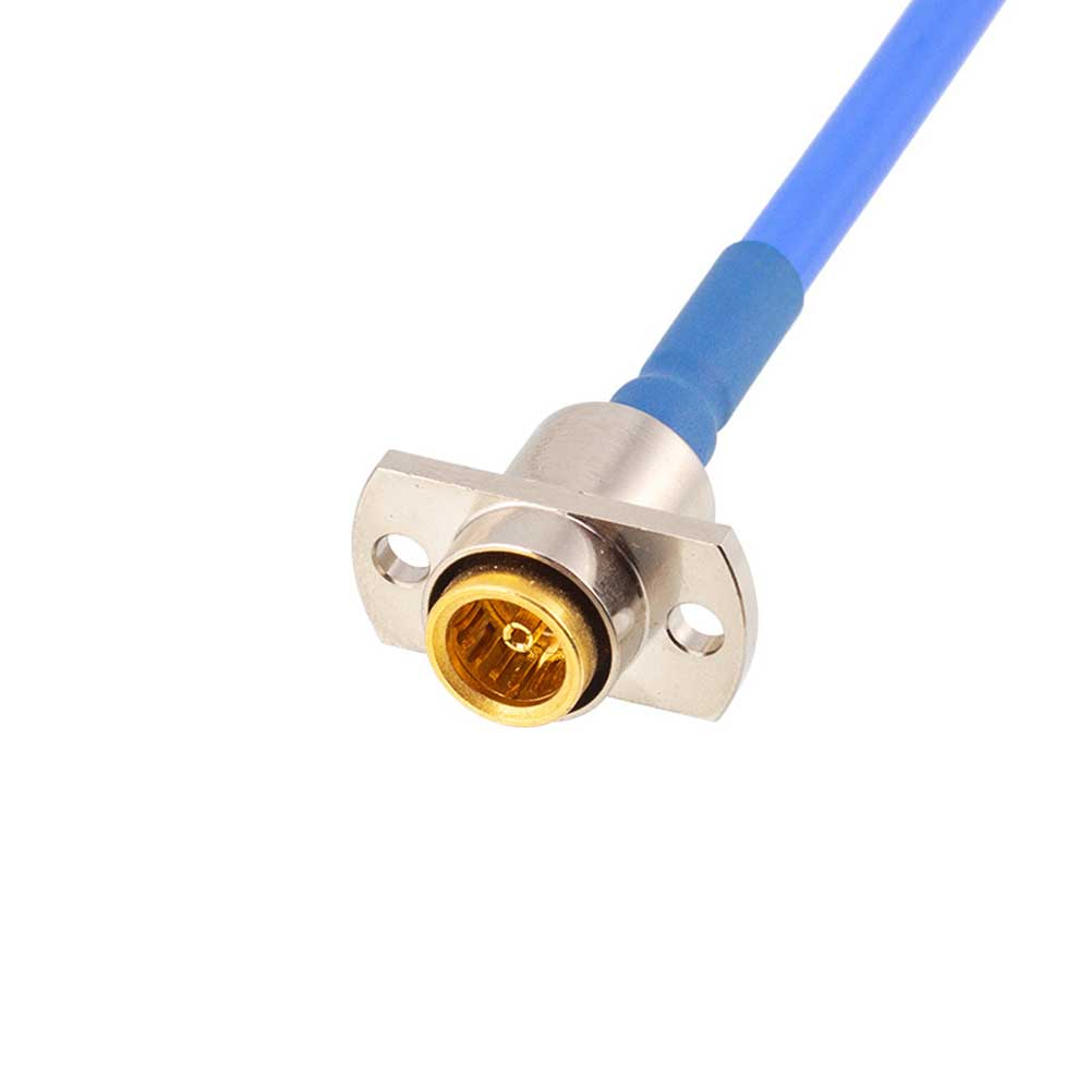 BMA-KFB3 盲插 2 孔法兰转 SMA 弯公头 RG402 半柔射频连接线 高频信号传输线