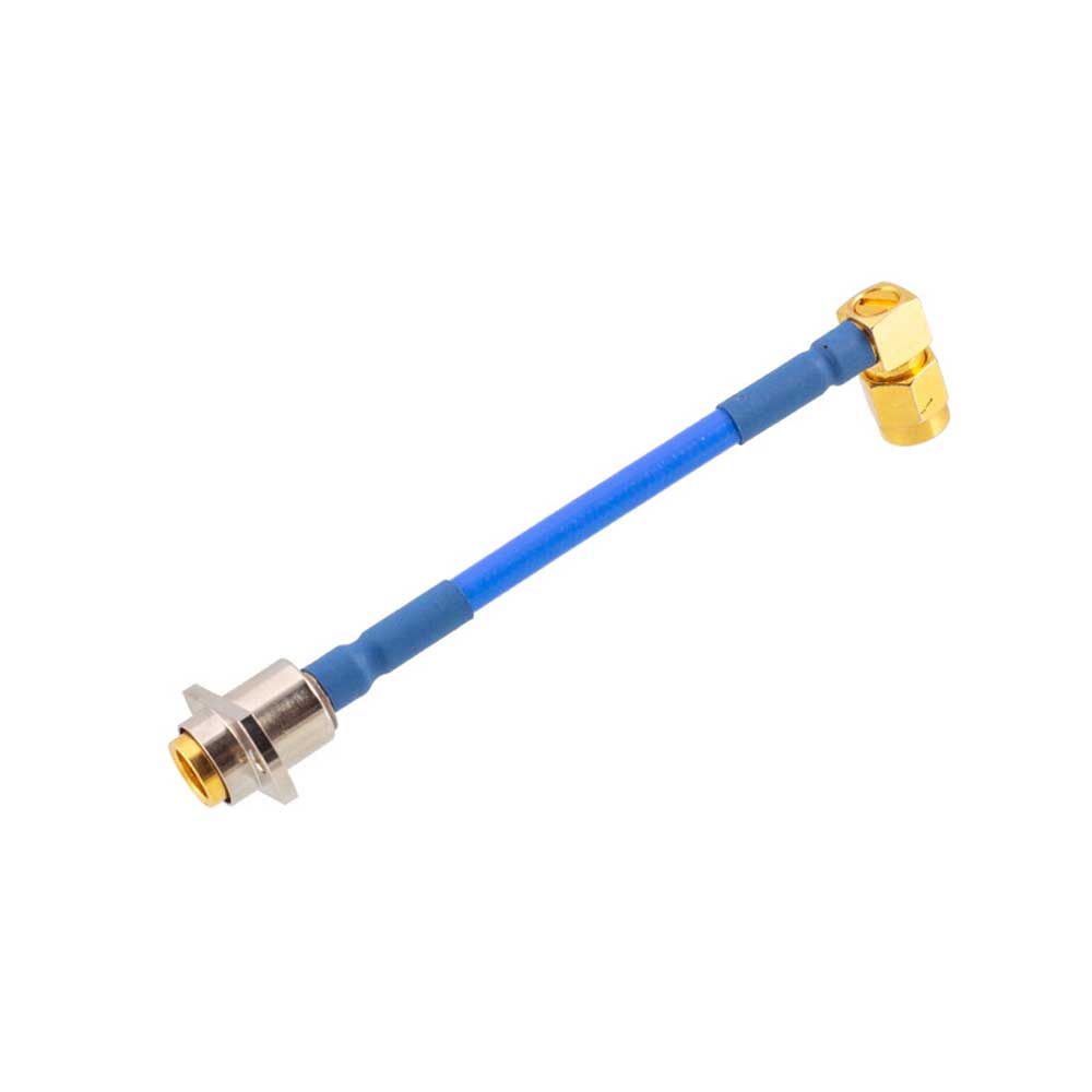 BMA-KFB3 盲插 2 孔法兰转 SMA 弯公头 RG402 半柔射频连接线 高频信号传输线